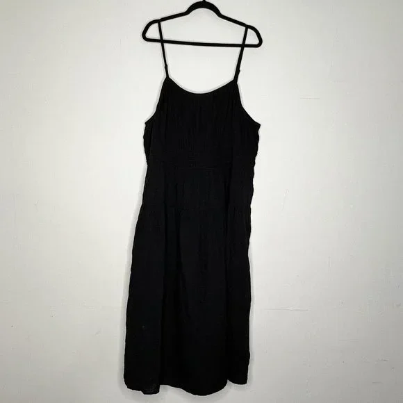 Old Navy | Dresses | Old Navy Womens Black Sleeveless Cotton Gauze Midi  Dress Size 3x Boho Pockets | Poshmark